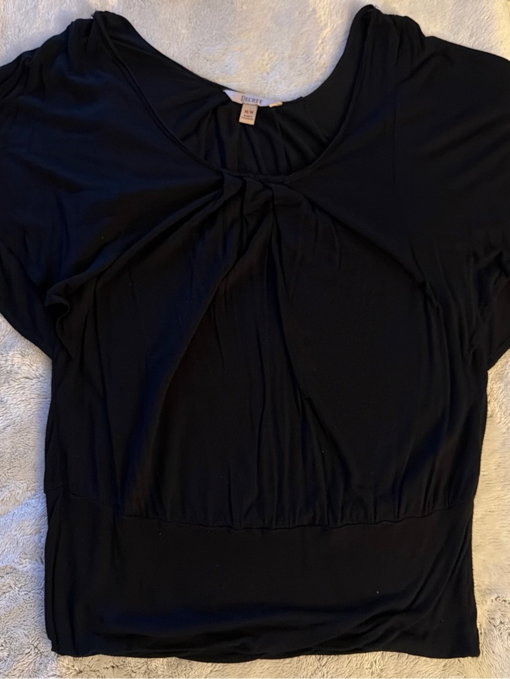 Decree Black Short-Sleeve Twist-Front Blouse